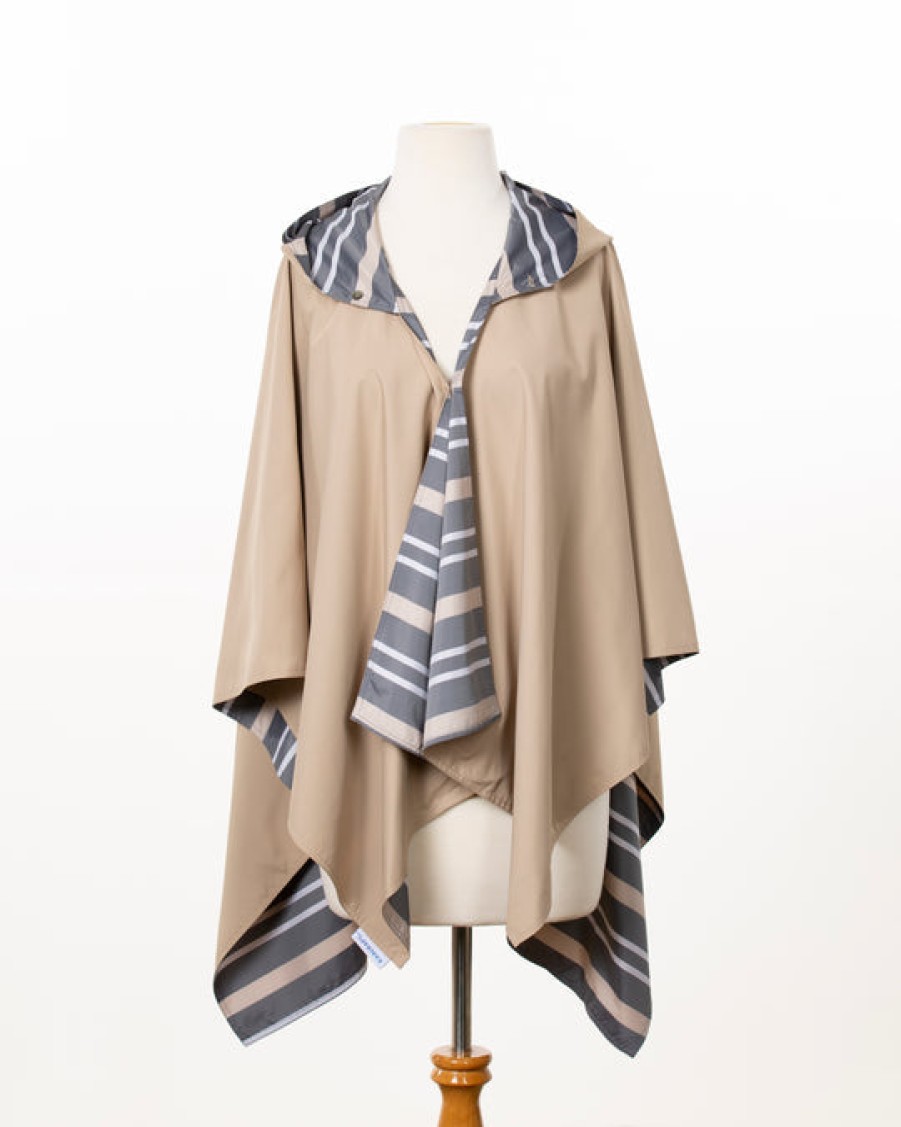 Clothing RAINRAPS | Hooded Rainrap Rain Poncho In Camel/Cabana