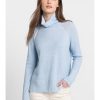 Clothing KINROSS CASHMERE | Plaited Funnel Sweater In Coastal Pearl