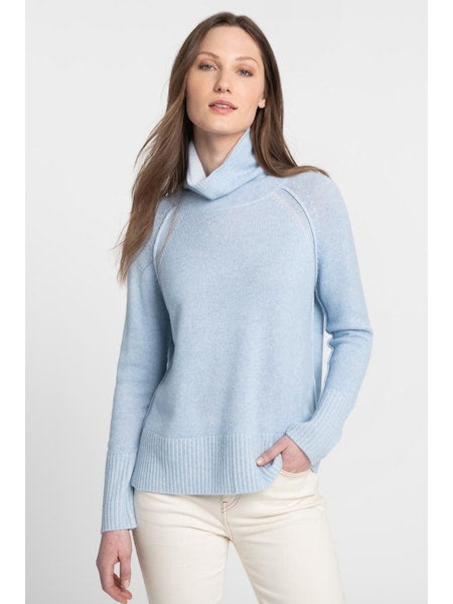 Clothing KINROSS CASHMERE | Plaited Funnel Sweater In Coastal Pearl