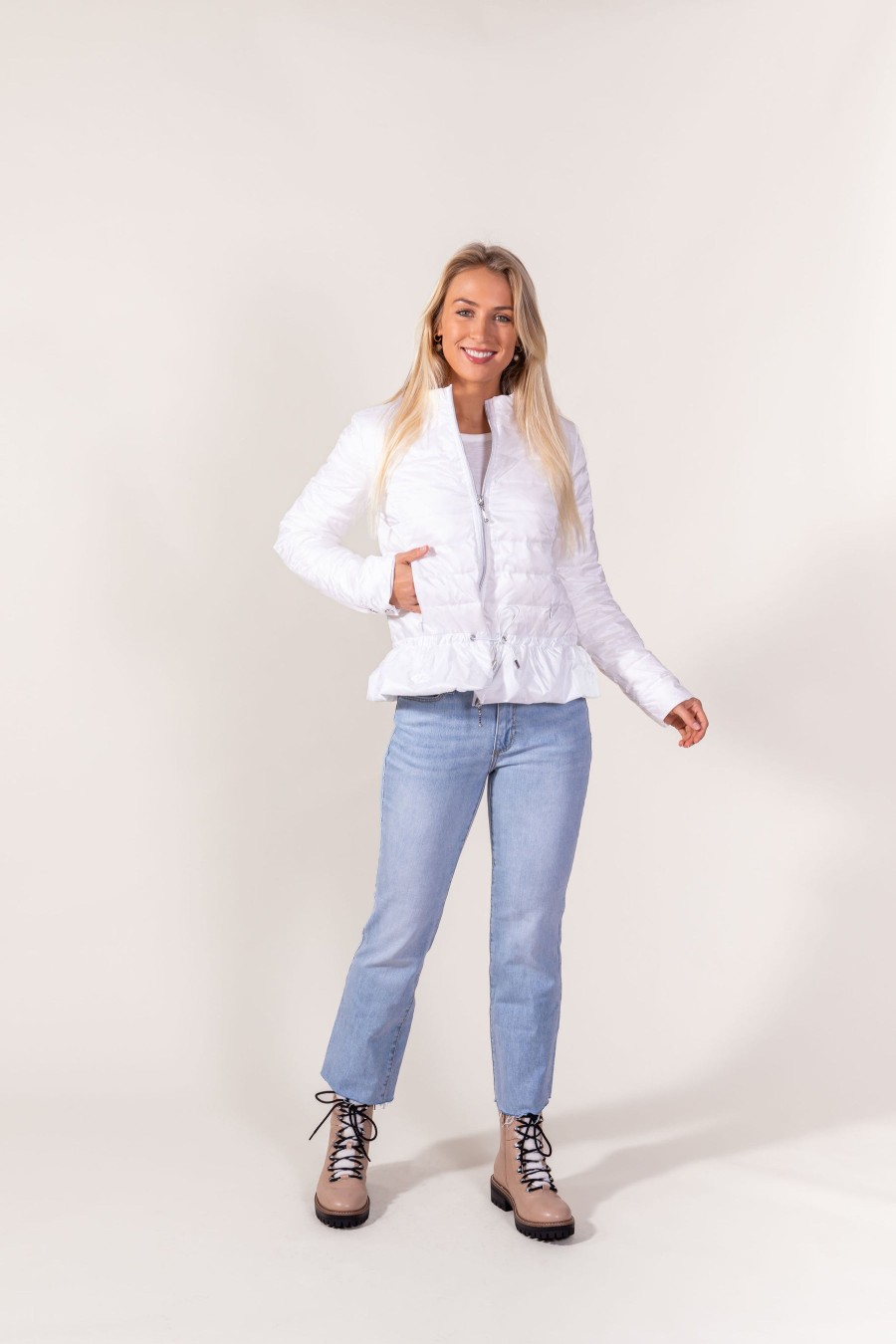 Clothing ANORAK | Peplum Puffer Jacket In White