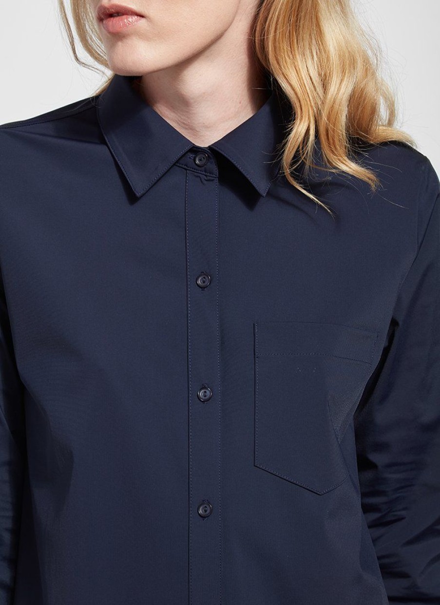 Clothing LYSSE | Schiffer Button Down Top In Navy