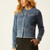 Clothing ECRU | Collarless Jacket With Fray In Vintage