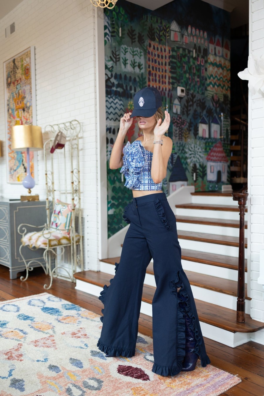 Clothing NEUBYRNE | Penny Pant In Navy Faille *Final Sale*