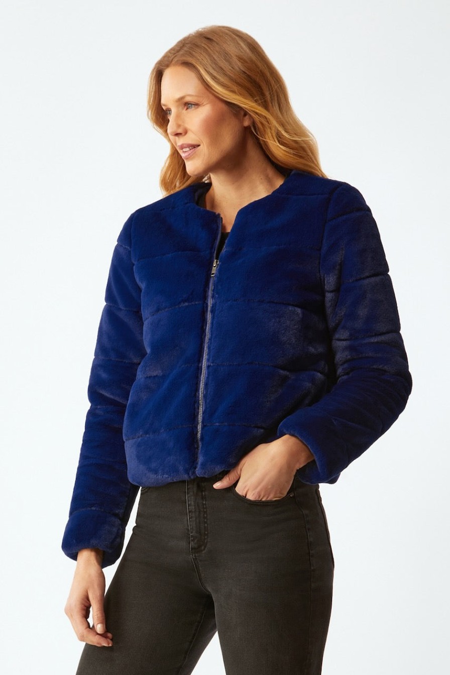 Clothing ECRU | Faux Fur Short Jacket In Royal