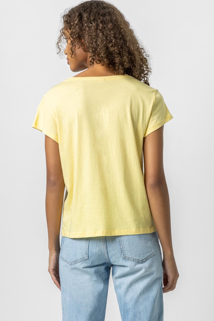 Clothing LILLA P | Boxy Pocket Crew Neck Tee In Buttercup *Final Sale*