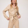 Clothing FIFTEEN TWENTY | Vegan Leather Tie Front Top In Beige