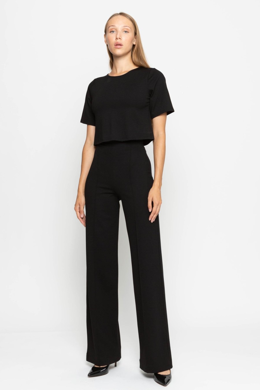 Clothing RIPLEY RADER | Ponte Knit Straight Leg Pant In Black