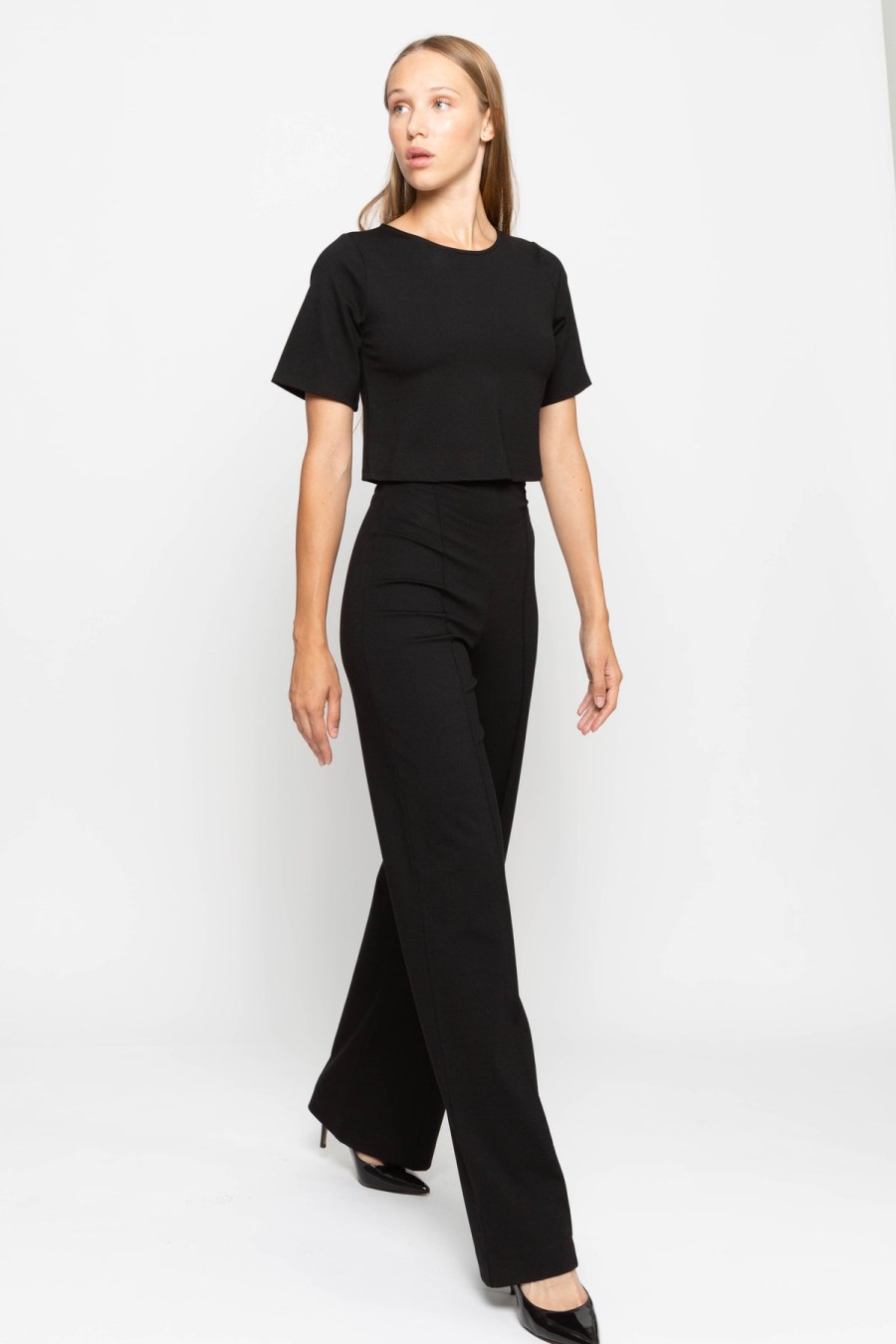 Clothing RIPLEY RADER | Ponte Knit Straight Leg Pant In Black