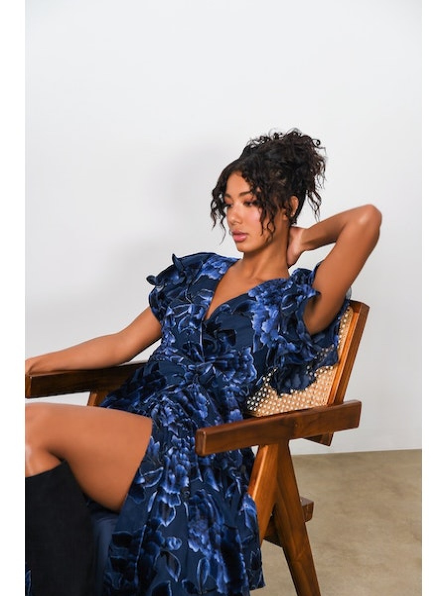 Clothing HUTCH | Zola Wrap Dress In Navy Velvet