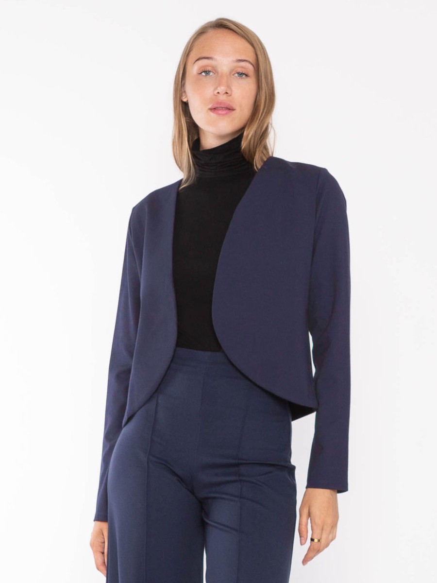 Clothing RIPLEY RADER | Ponte Knit Bolero Blazer In Navy