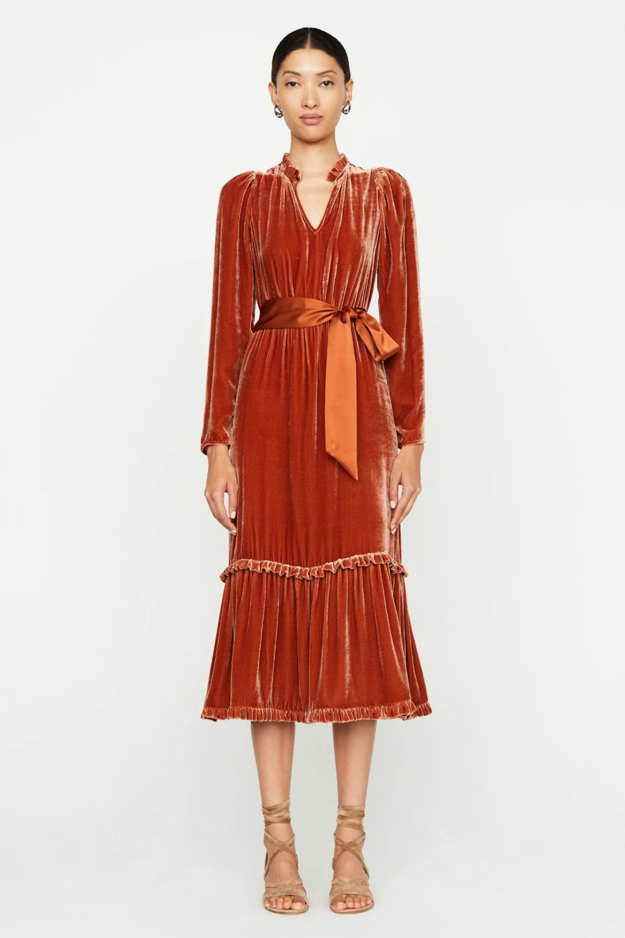 Clothing MARIE OLIVER | Ruthie Velvet Dress In Chestnut