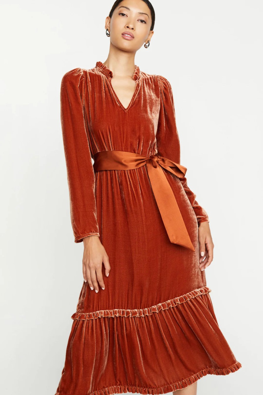 Clothing MARIE OLIVER | Ruthie Velvet Dress In Chestnut