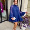 Clothing ALICE OLIVIA | Erna Cape Sleeve Dress In Azure