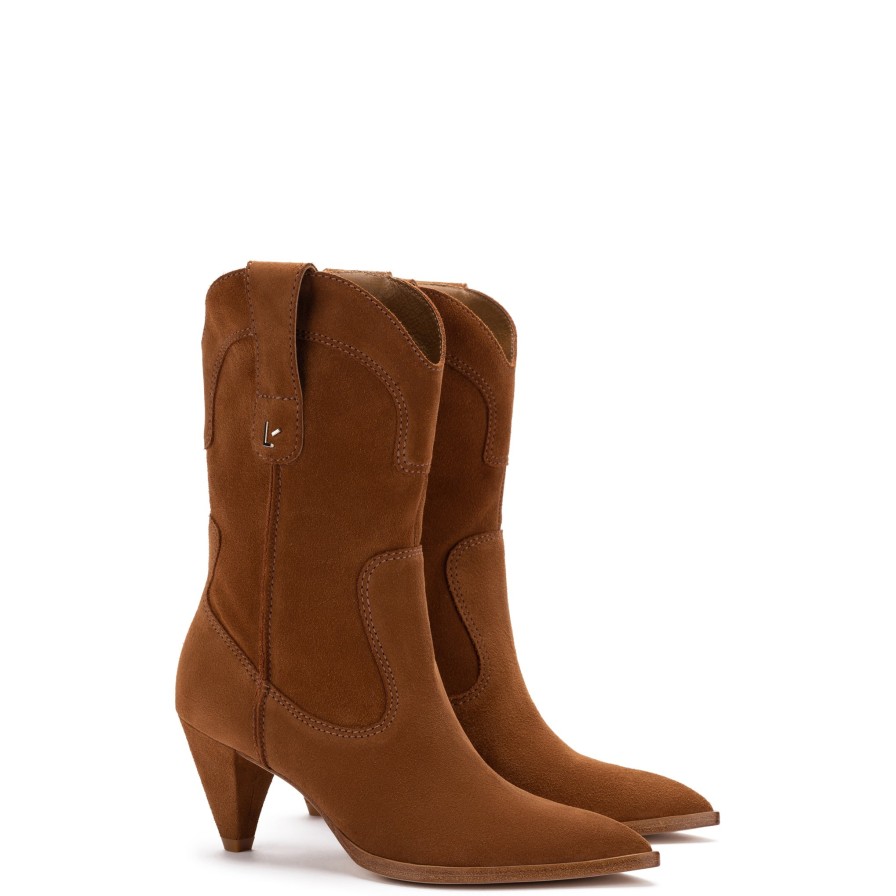 Shoes Larroude | Thelma Boot In Tobacco Suede