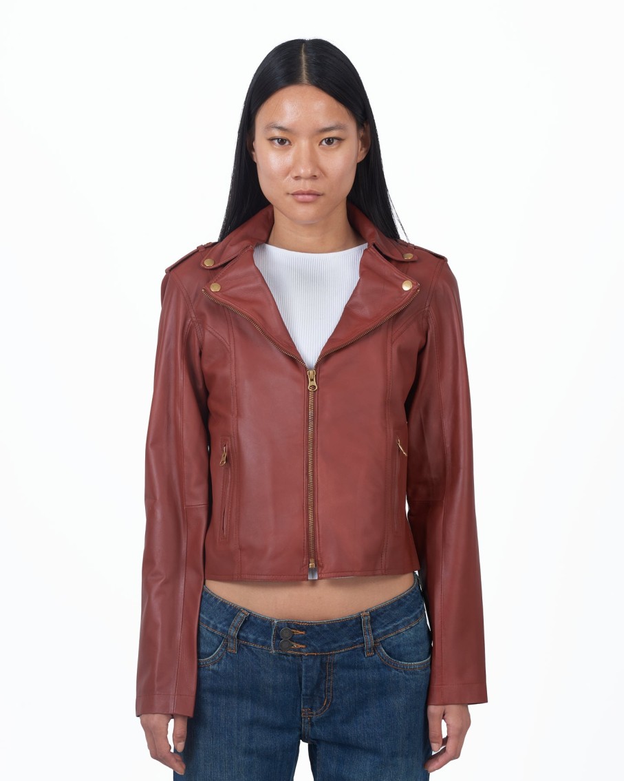 Clothing JAKETT | Millie Leather Jacket In Salsa