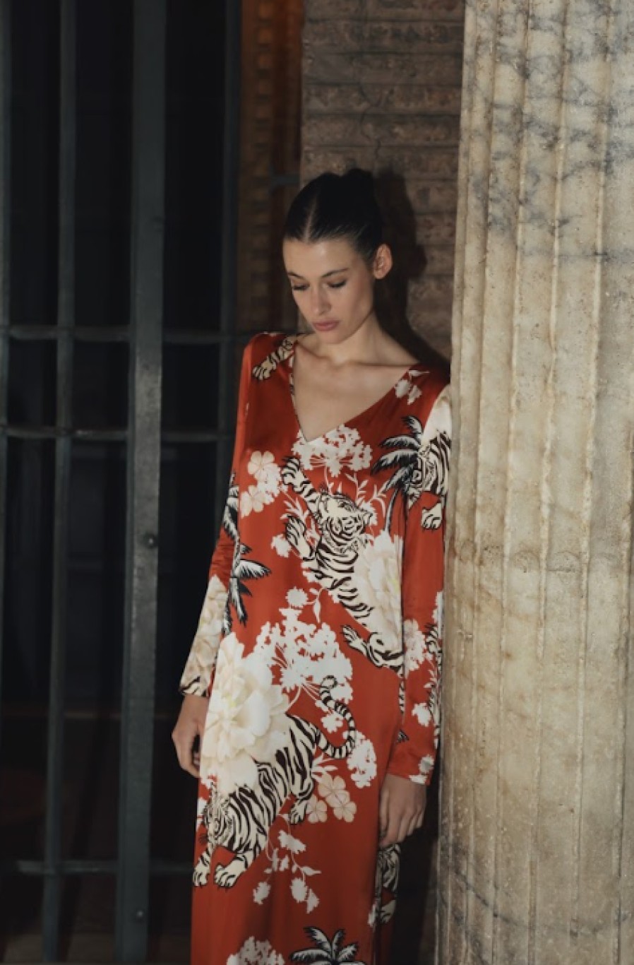 Clothing LAS SURENAS | Romantic Tiger Dress In Brick