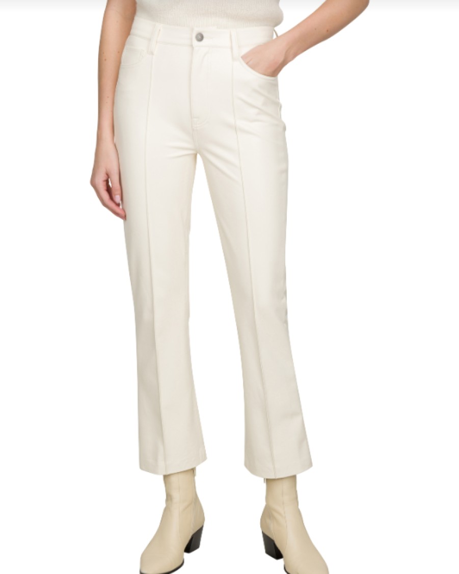 Clothing SEVEN JEANS | High Waisted Vegan Leather Slim Kick Pant In Cream