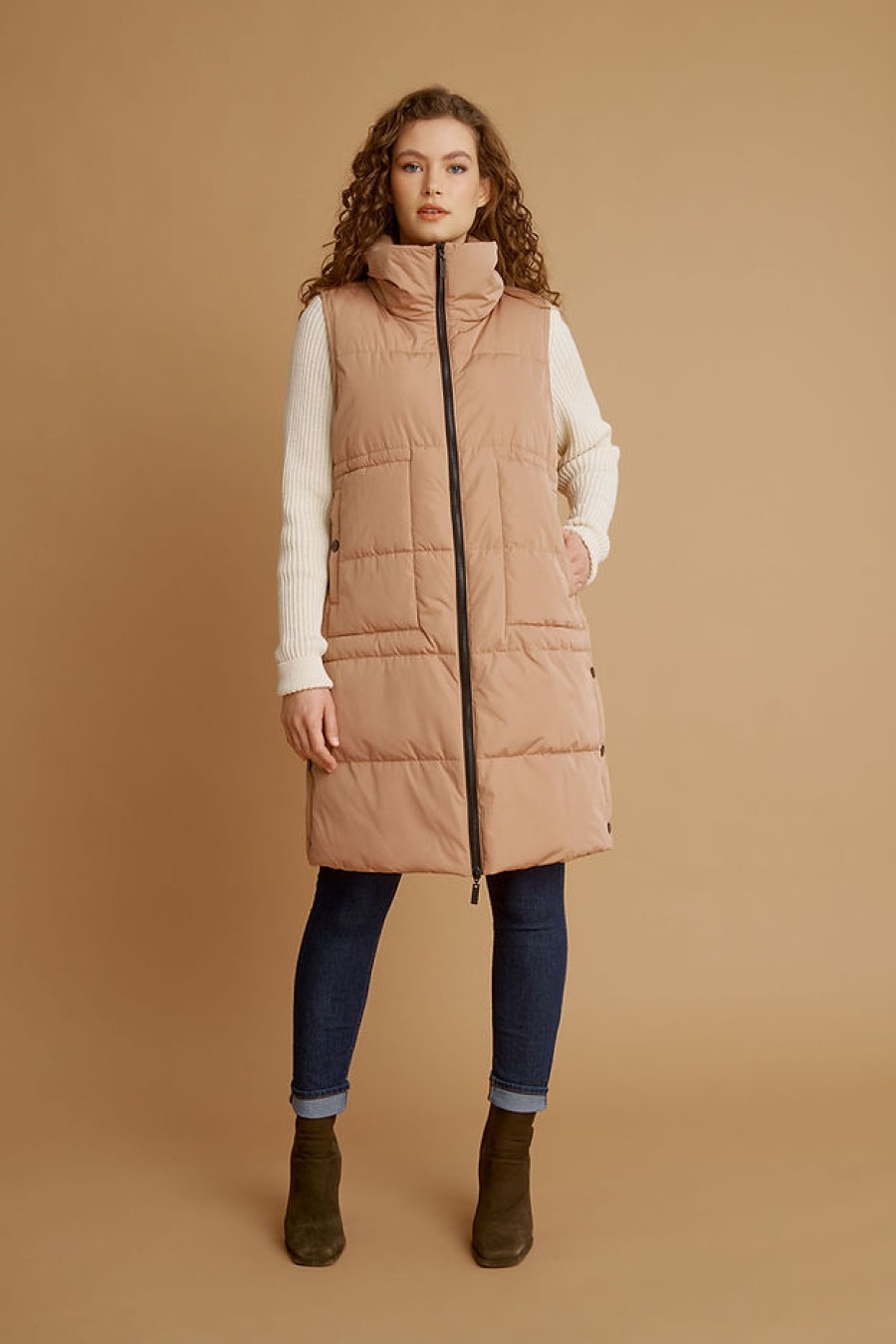 Clothing NIKKI JONES | Long Puffer Vest In Bronzed