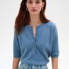 Clothing WHITE AND WARREN | Cashmere Henley Sweater In Blue Thistle