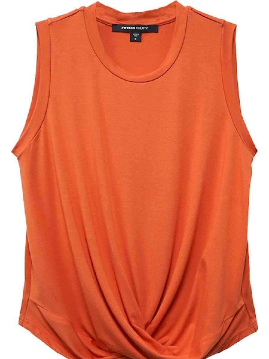 Clothing FIFTEEN TWENTY | Drape Front Crop Top In Orange *Final Sale*