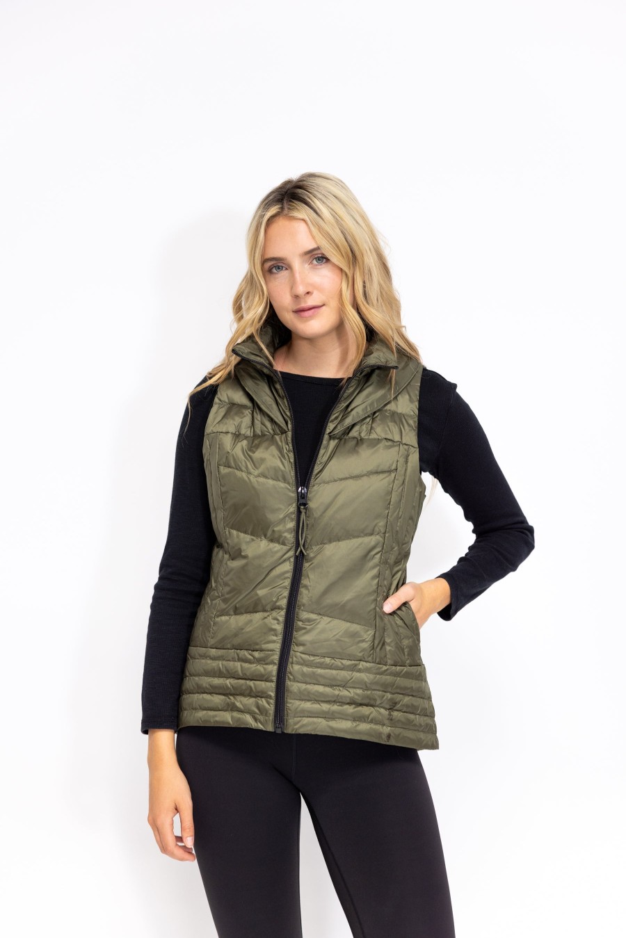 Clothing ANORAK | Metallic Quilted Vest In Army Green