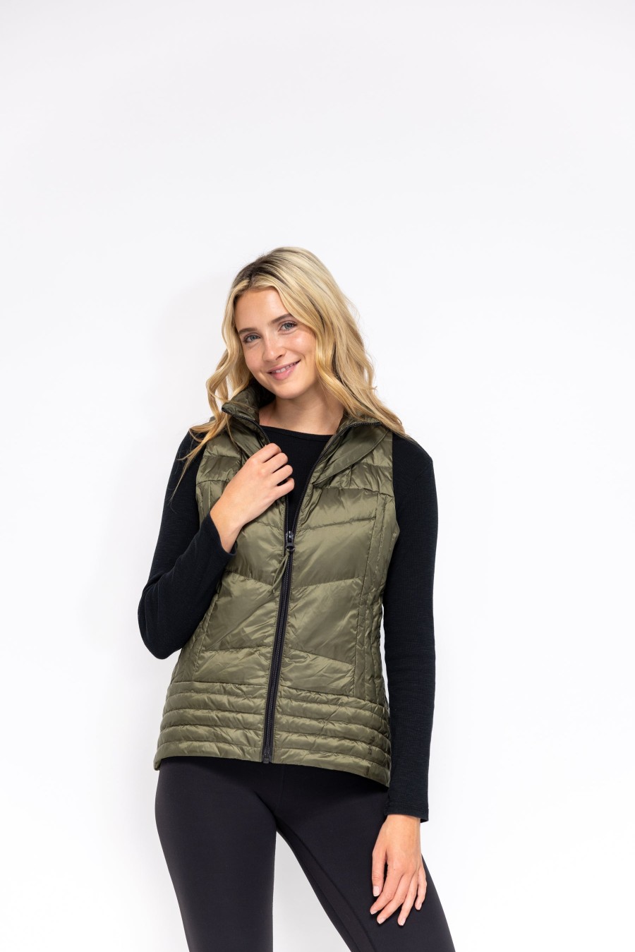 Clothing ANORAK | Metallic Quilted Vest In Army Green