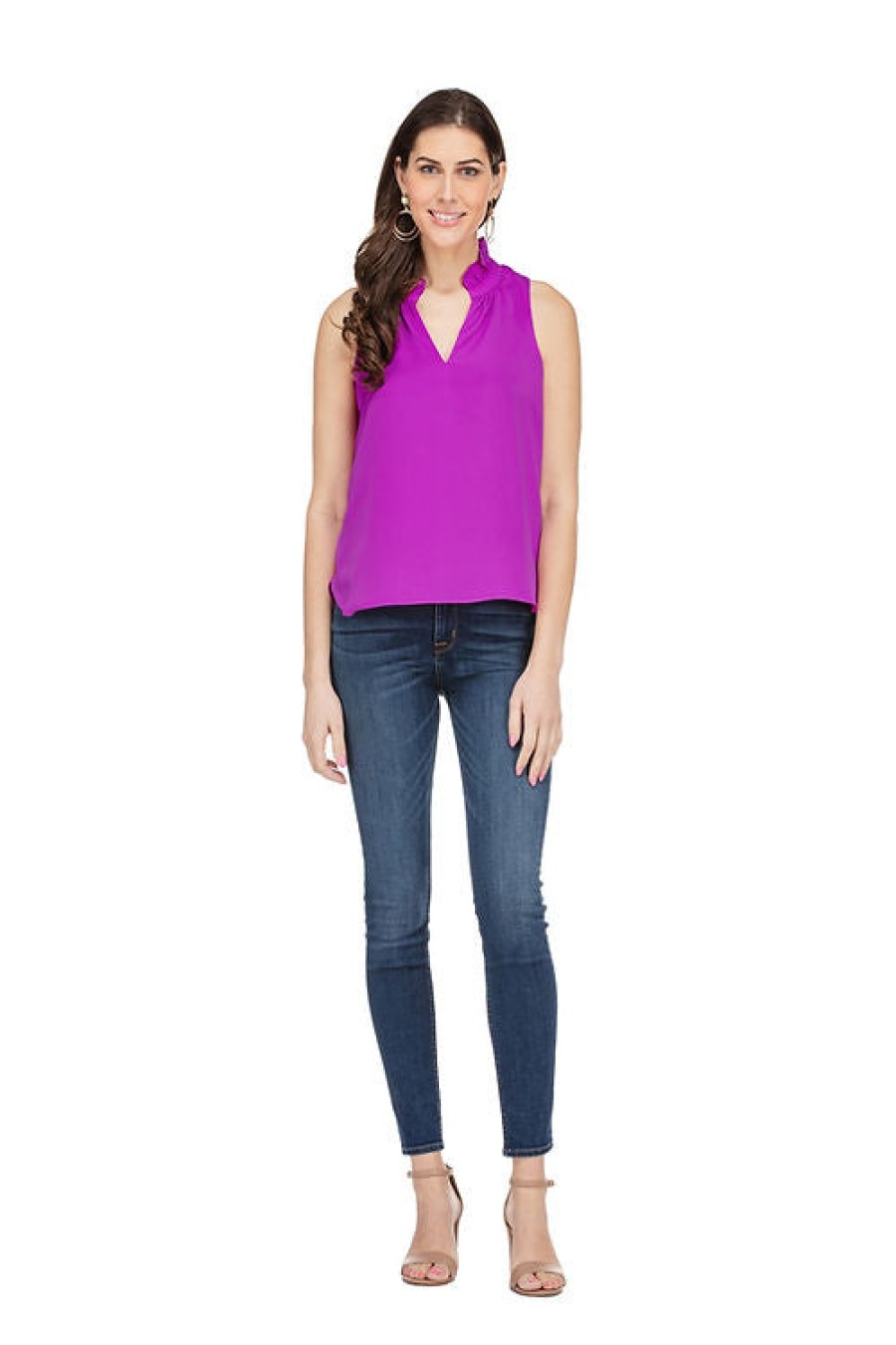 Clothing JADE | Ruffle Neckline Top In Orchid