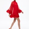 Clothing ALICE OLIVIA | Erna Cape Sleeve Dress In Red