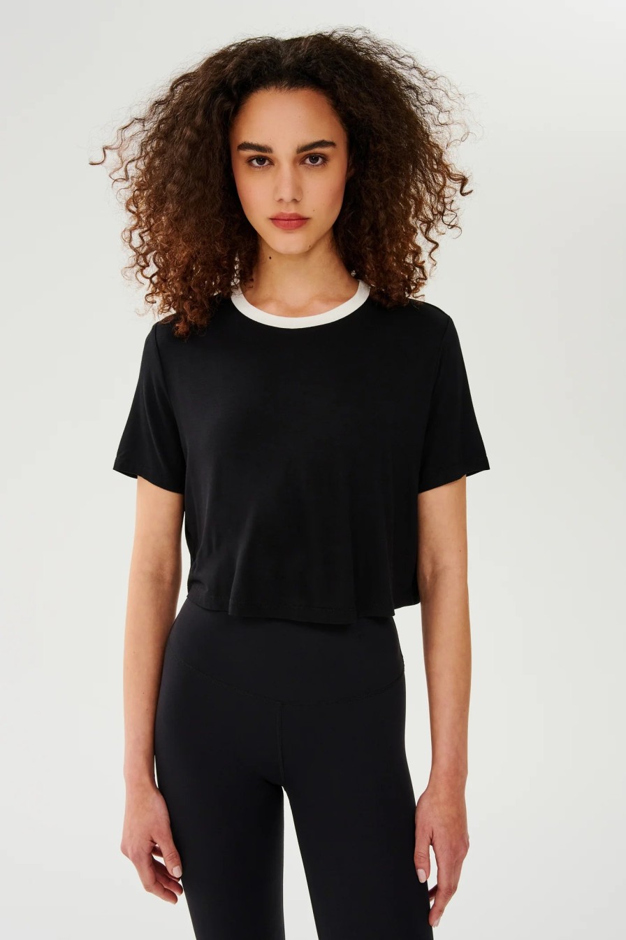 Clothing SPLITS59 | Djuna Crop Ringer Tee In Black/White