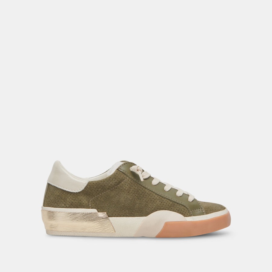 Clothing DOLCE VITA | Zina Plush Sneaker In Moss Perforated Suede