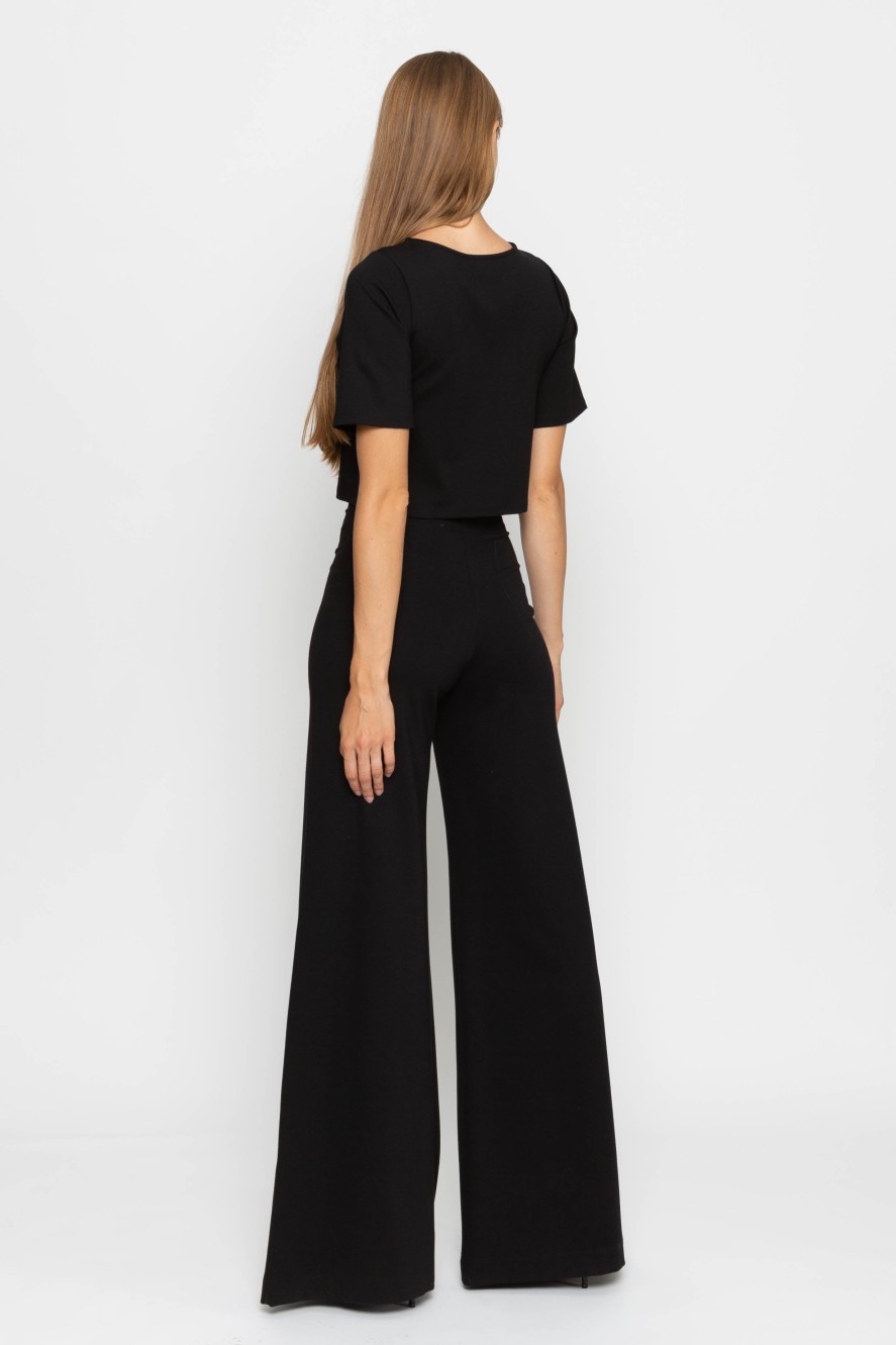 Clothing RIPLEY RADER | Ponte Knit Wide Leg Pant In Black