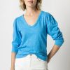 Clothing LILLA P | 3/4 Sleeve Button U-Neck Tee In Dutch *Final Sale*