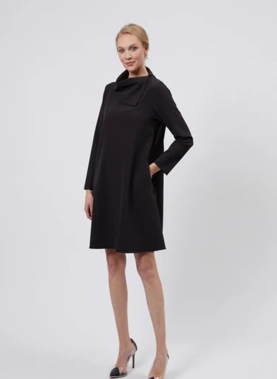 Clothing ESTELLE AND FINN | Asymmetrical Collar Dress In Navy