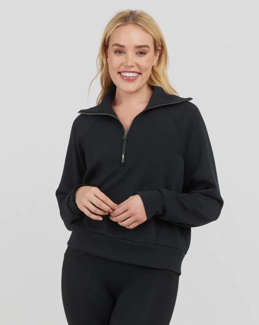 Clothing SPANX | Airessentials Half-Zip Pullover In Very Black