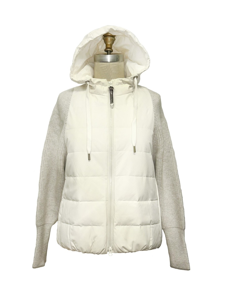 Clothing LINDA RICHARD | Cashmere Knit Puffer Jacket In White