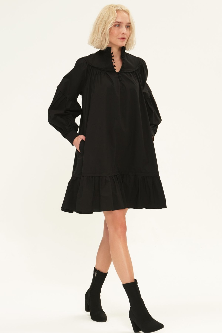 Clothing HARSHMAN | Fiona Dress In Black Poplin