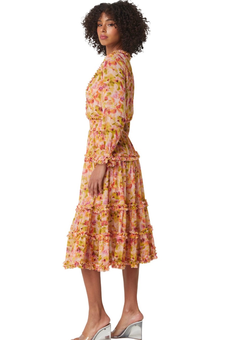 Clothing MISA LOS ANGELES | Nora Dress In Golden Flora *Final Sale*