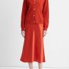 Clothing VINCE | Wool-Cashmere High Button Cardigan In Vermillion