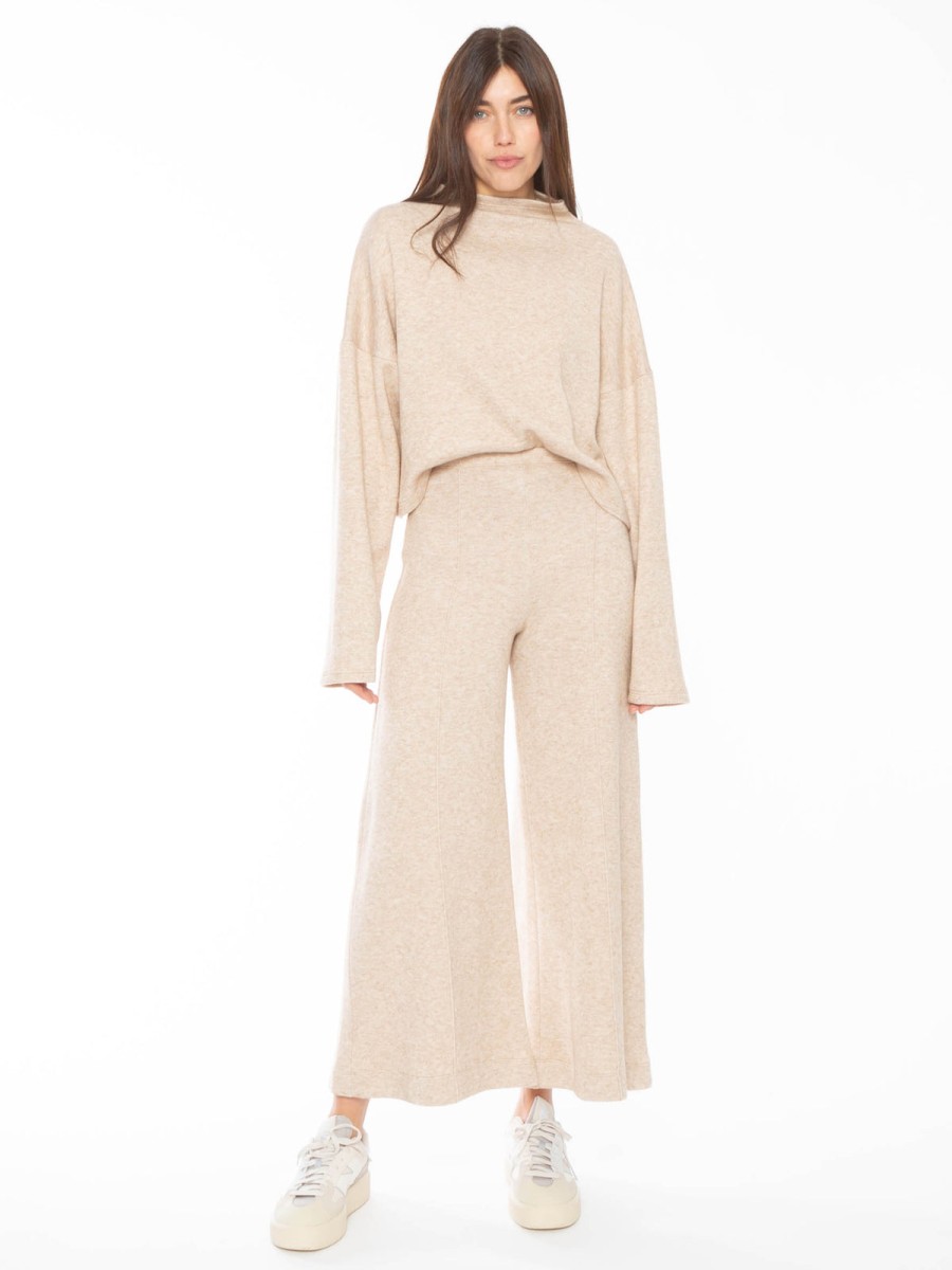 Clothing RIPLEY RADER | Cashmere-Like Wide Leg Pant In Oatmeal