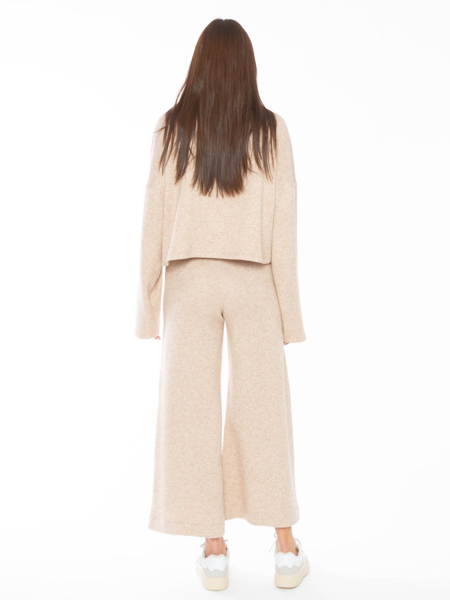 Clothing RIPLEY RADER | Cashmere-Like Wide Leg Pant In Oatmeal