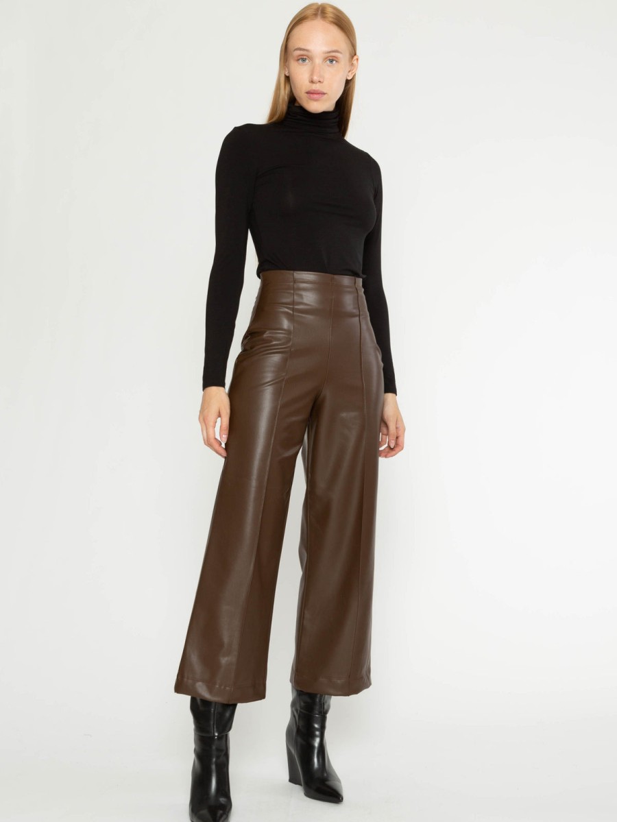 Clothing RIPLEY RADER | Vegan Leather Straight Leg Pant In Chocolate