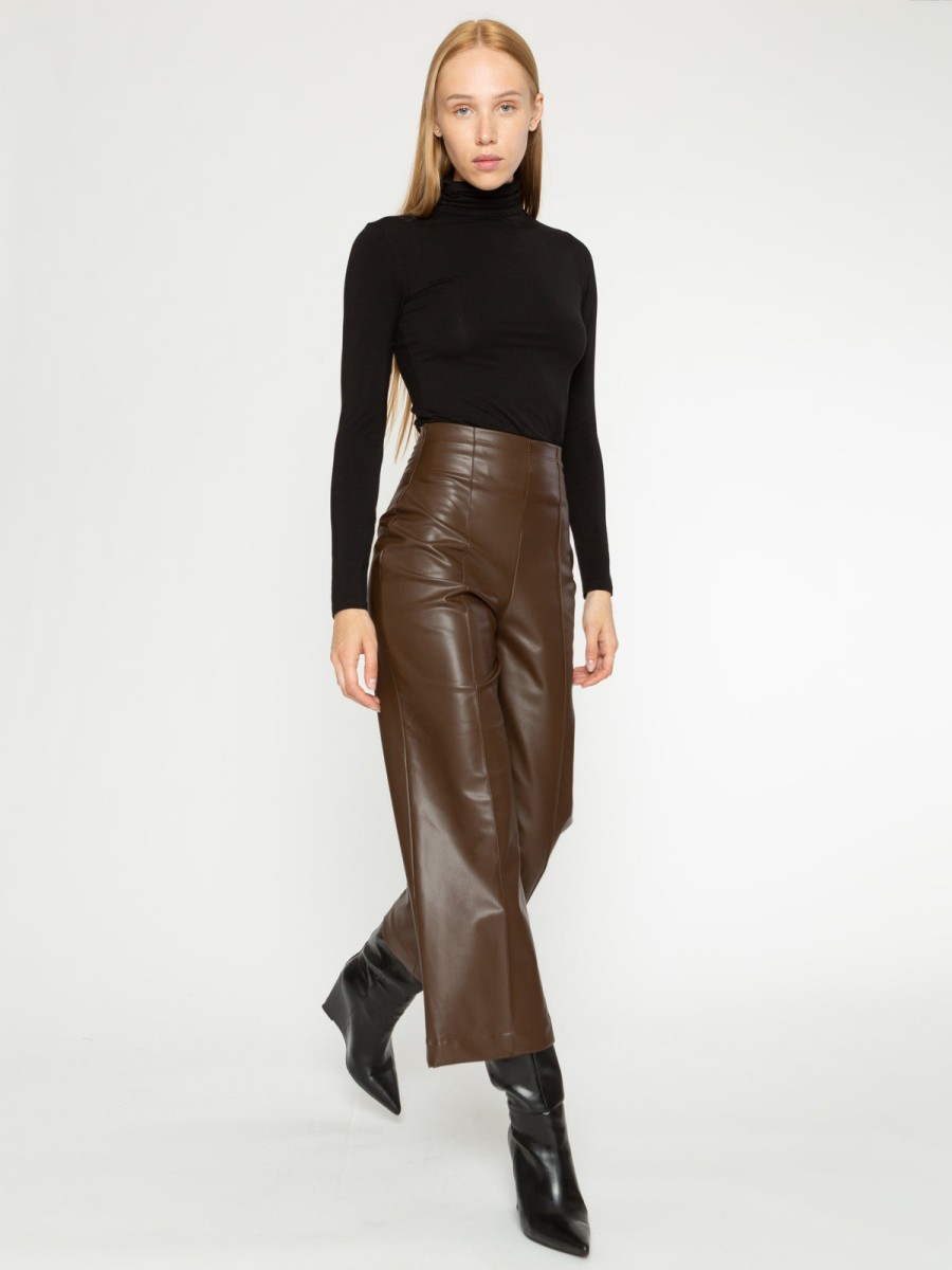 Clothing RIPLEY RADER | Vegan Leather Straight Leg Pant In Chocolate