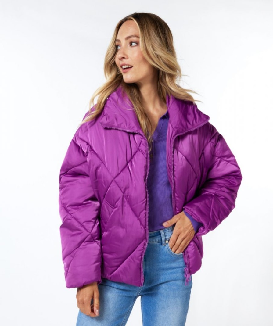 Clothing ESQUALO | Quilted Puffer Coat In Violet