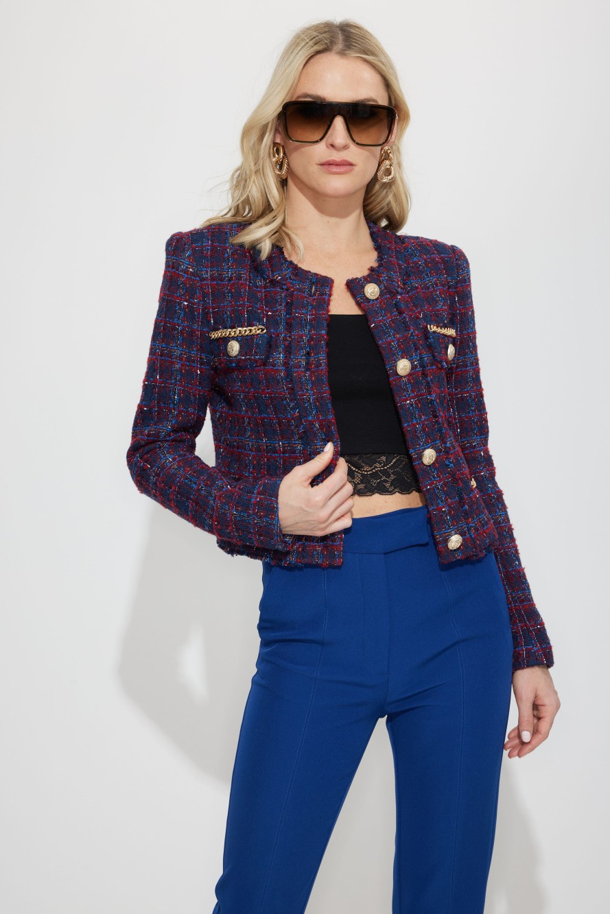 Clothing GENERATION LOVE | Kristin Tweed Jacket In Navy/Merlot