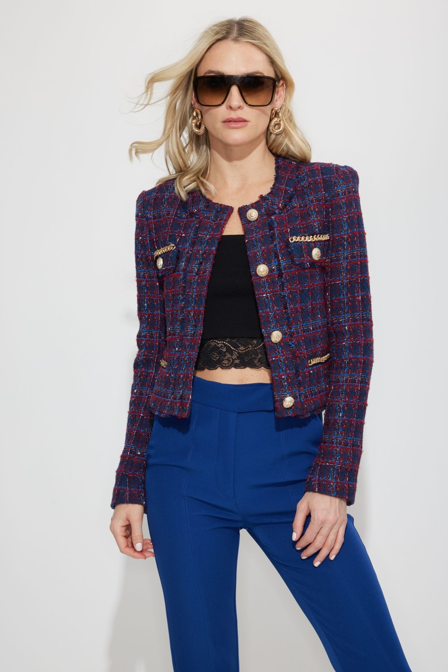 Clothing GENERATION LOVE | Kristin Tweed Jacket In Navy/Merlot