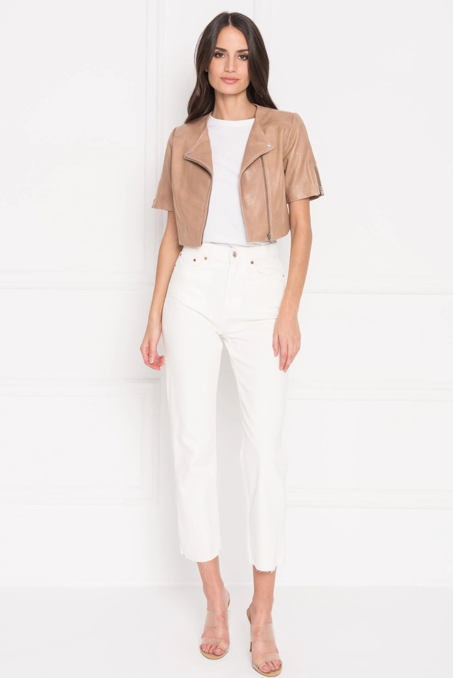 Clothing LAMARQUE | Kirsi Cropped Biker Jacket In Camel