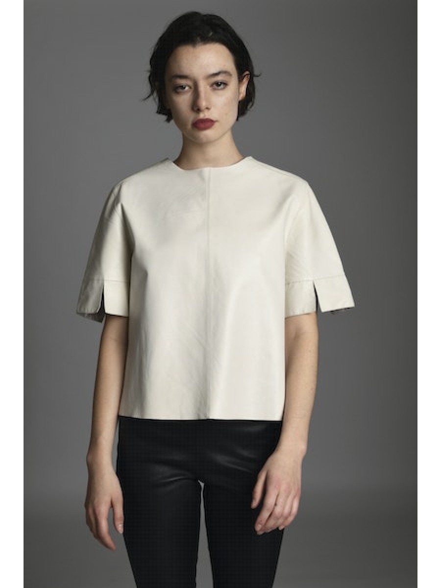 Clothing JAKETT | Leather T-Shirt In Off White