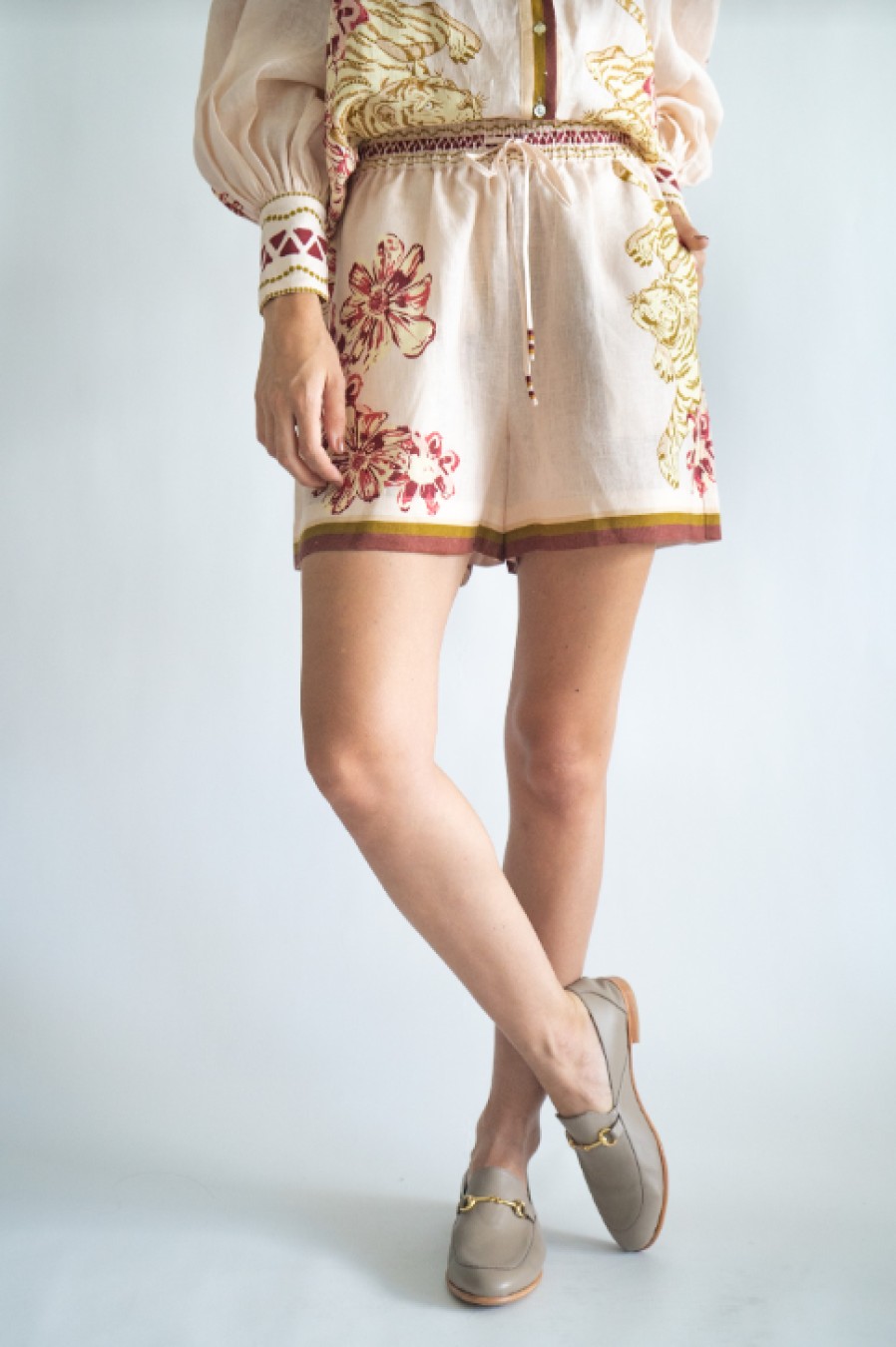 Clothing LAS SURENAS | Flower Tiger Shorts In Beige