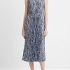 Clothing VINCE | Wild Primrose Pintuck-Pleated Dress In Pacific