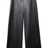 Clothing FIFTEEN TWENTY | Vegan Leather Wide Leg Crop Pant In Black